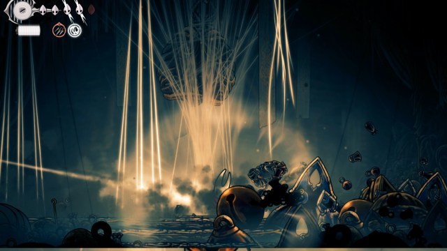 Hollow Knight Silksong Widow boss fight bells erupt from ground attacks