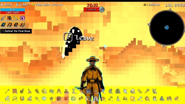 Megabonk world record bandit build run with black holes and flames all around bandit