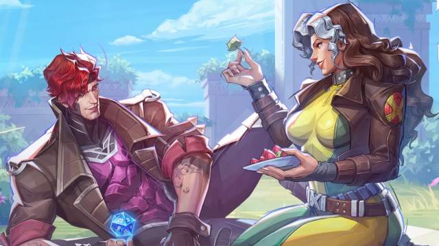 Gambit and rogue lounging together in marvel rivals